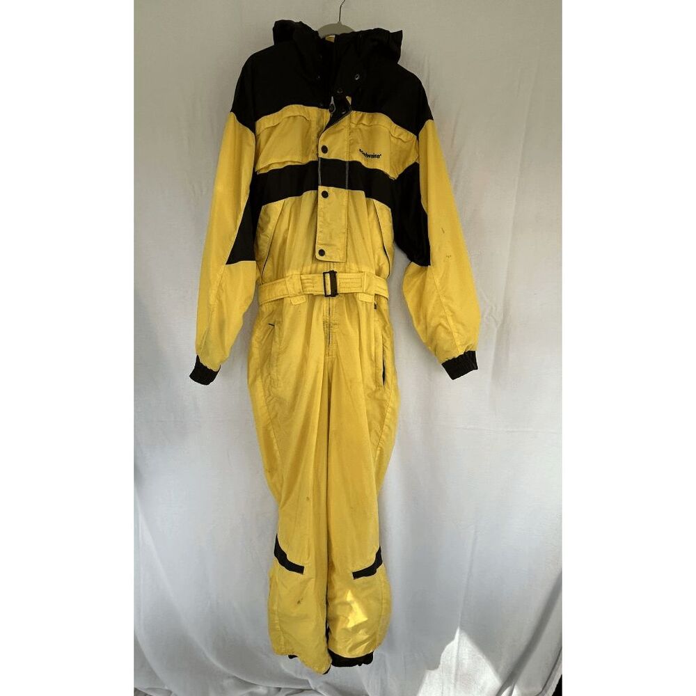 Vintage Edelweiss Skiwear Size Medium Yellow/Black One Piece Jumpsuit